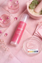 KALM SKIN Rice Brightening Facewash cleanser with rice extract displayed with water and skincare ingredients for glowing clear skin
