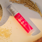 KALM SKIN Rice Brightening Sunscreen SPF50 displayed with rice extract ingredient for bright hydrated skin
