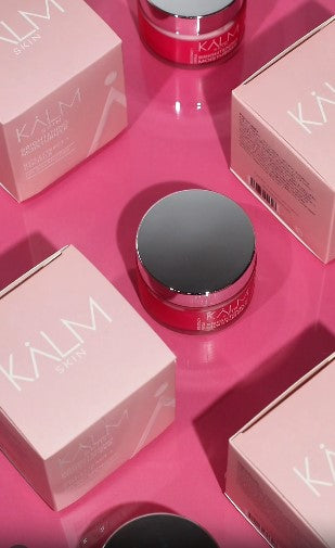 KALM SKIN Rice Brightening Moisturiser 50g product video showing moisturizer jar and packaging for glowing hydrated skin