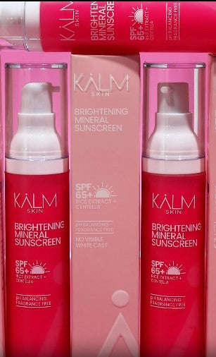KALM SKIN Rice Brightening Sunscreen SPF50 product video showing lightweight glow sunscreen